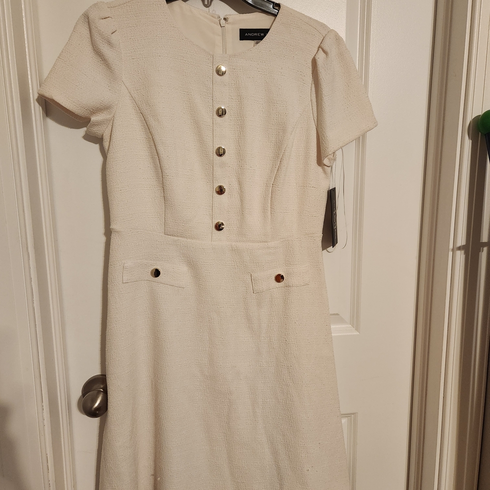 Elegant Cream Dress with Button Details